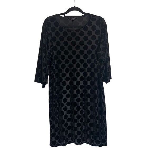 Bryn Walker Hester Black Velvet Polka Dot Shift Dress Size S - Picture 1 of 12